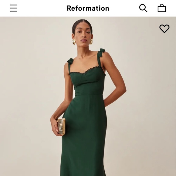 NWOT Reformation Dress Forest Green